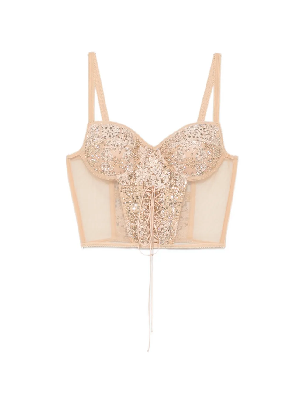 Ermanno Scervino lace-up sequin-embellished corset top - Toni neutri