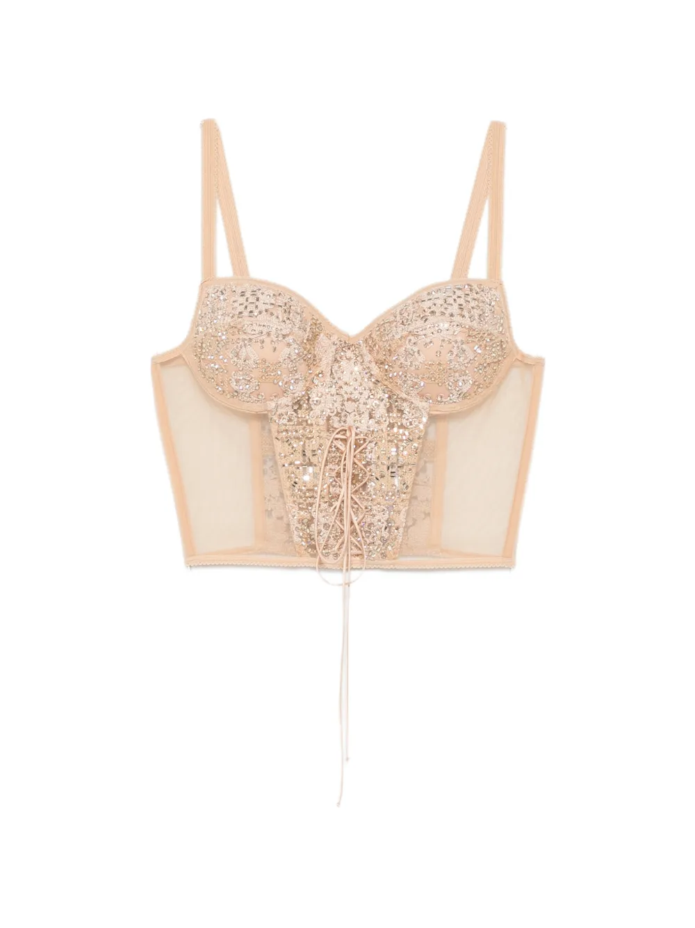 Ermanno Scervino lace-up sequin-embellished corset top - Toni neutri
