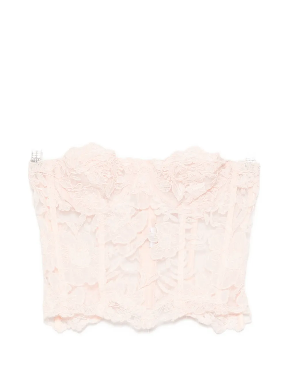 Ermanno Scervino Floral-lace Strapless Top In Pink