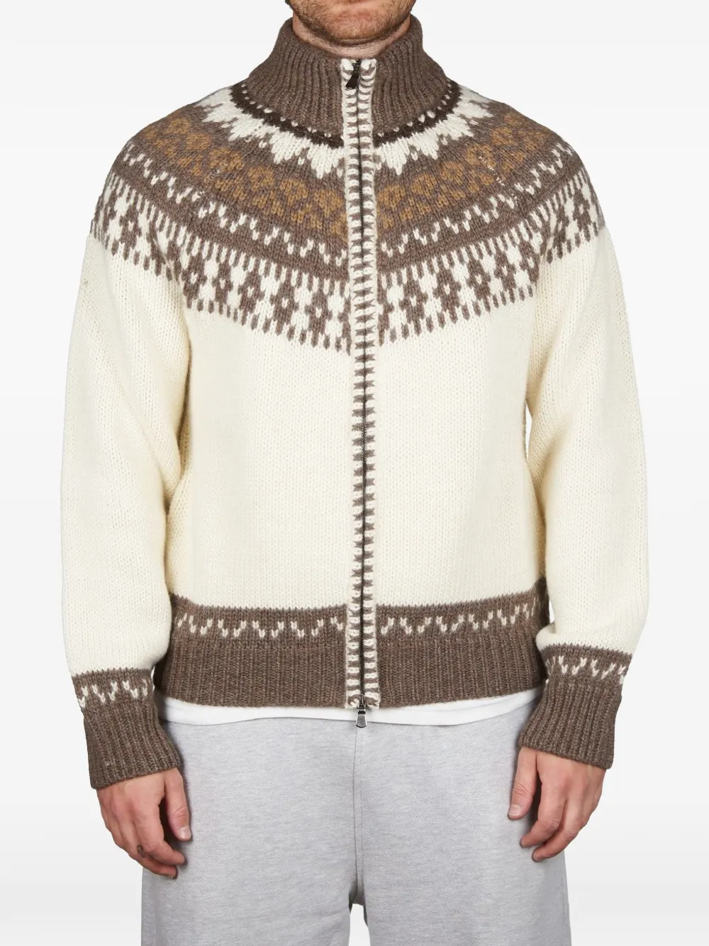 Altea Fair Isle zip-up cardigan - Toni neutri