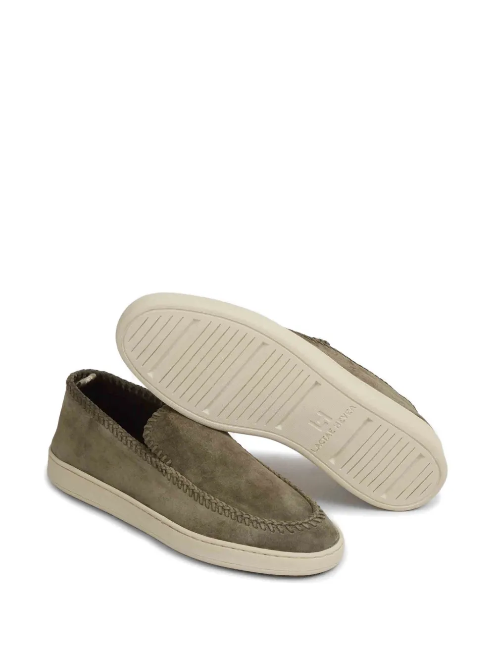 Officine Creative Herbie whipstitch-trim suede slip-ons Groen