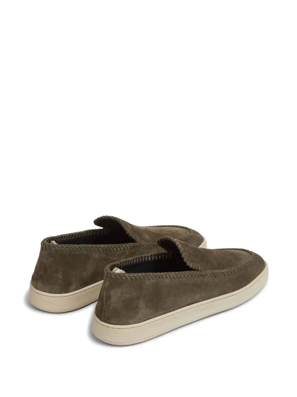 Officine Creative Herbie whipstitch-trim suede slip-ons Groen