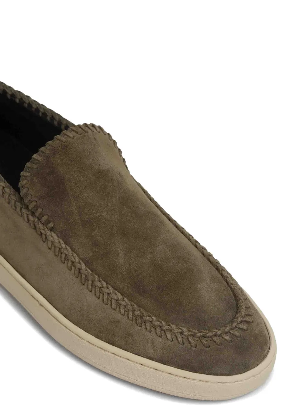 Officine Creative Herbie whipstitch-trim suede slip-ons Groen