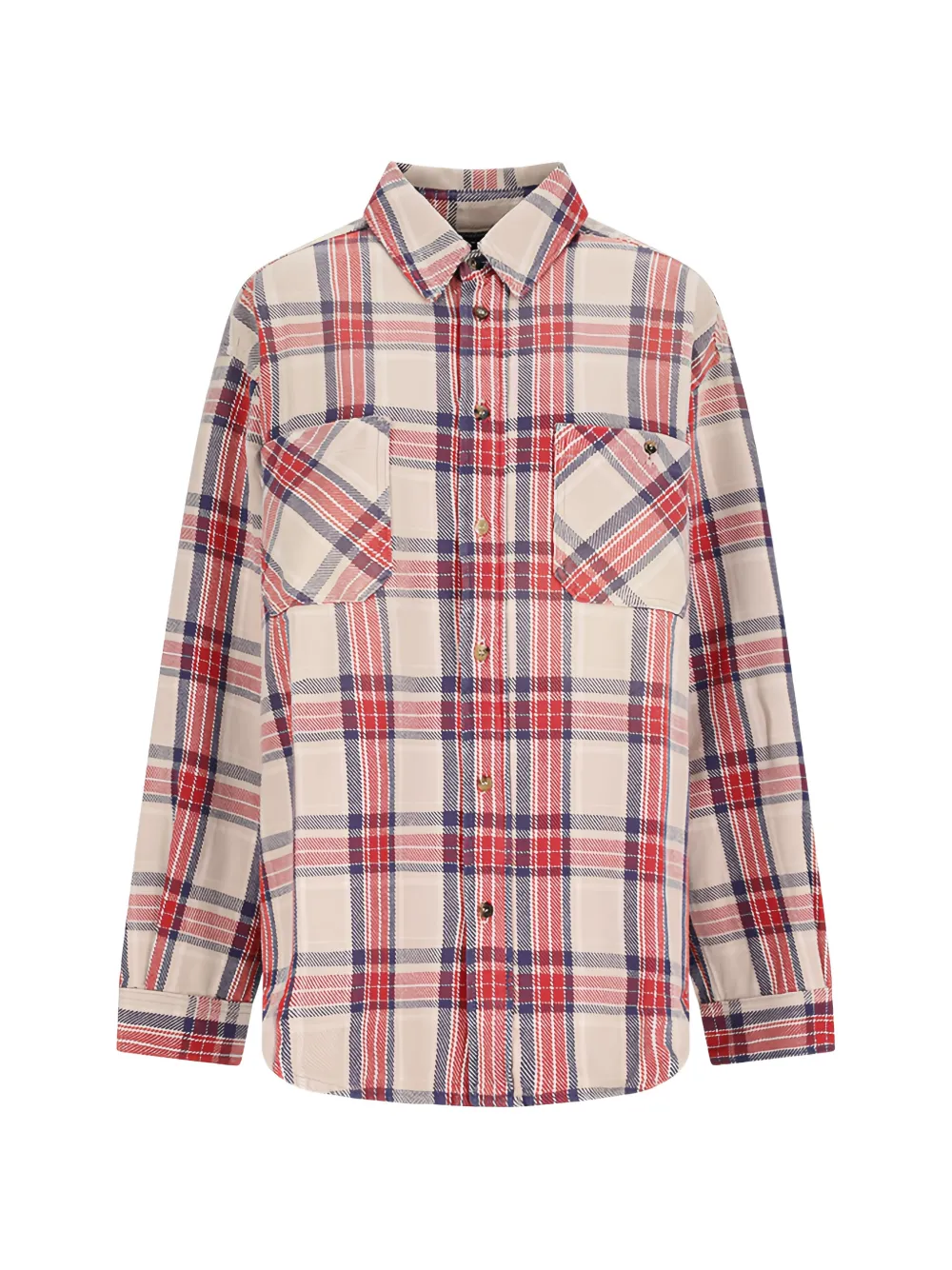 Destin check-pattern button-up shirt - Nude