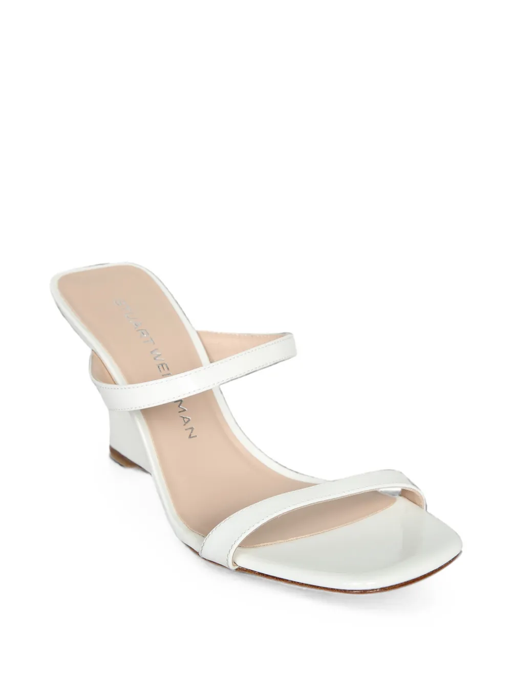 Stuart Weitzman Vinnie patent-finish heeled sandals Wit