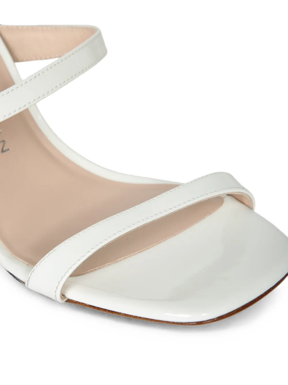 Stuart Weitzman Vinnie patent-finish heeled sandals Wit