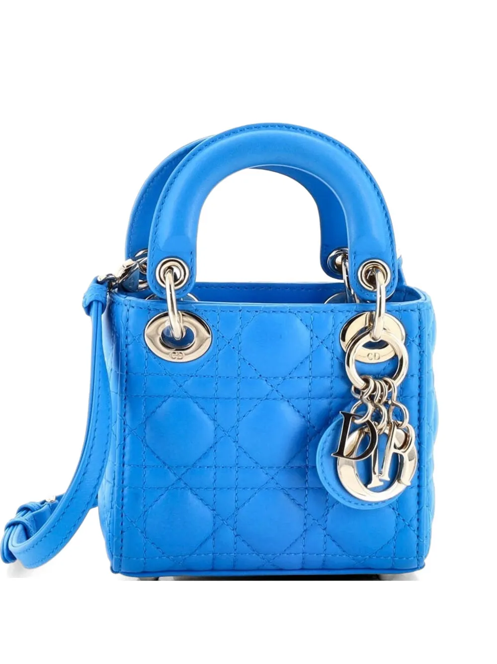 Christian Dior Pre-Owned Borsa a spalla Lady Dior micro in pelle di agnello trapuntata con motivo Cannage - Blu