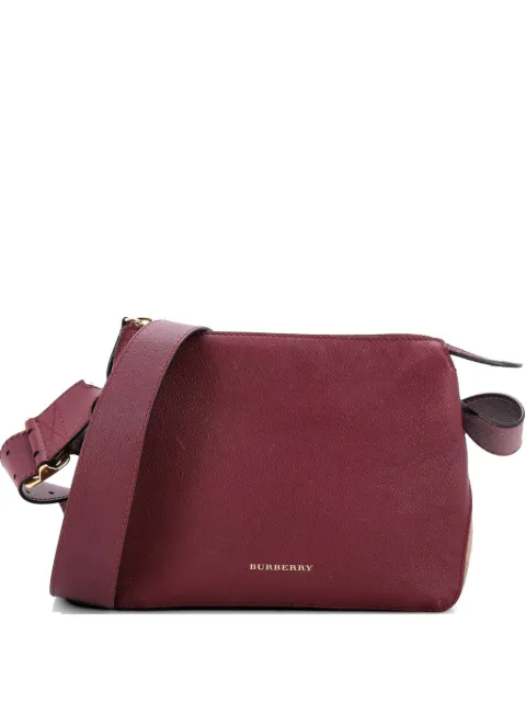 Burberry Pre-Owned Helmsley Leather with House Check Canvas Small crossbody bag