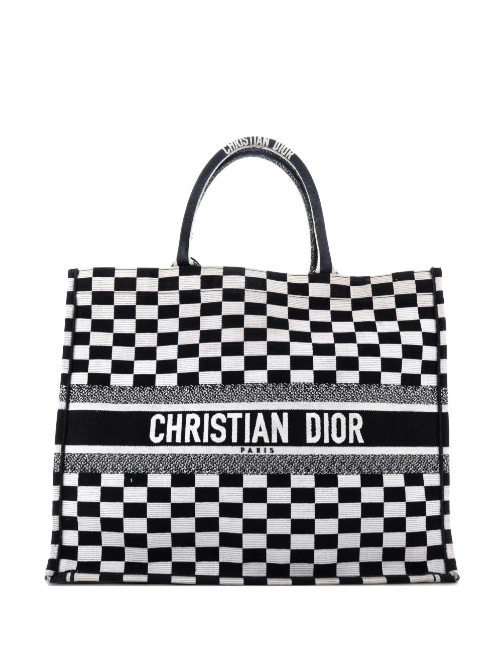 Christian Dior Pre-Owned Große Book Check Canvas-Tote Bag - Weiß