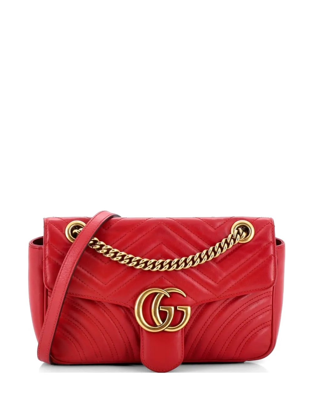 Gucci Pre-Owned Mini GG Marmont Umhängetasche aus Leder mit Klappe - Rot