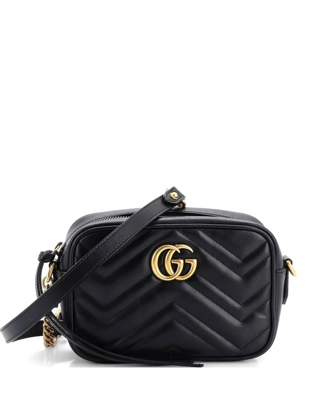 Gucci Pre-Owned Borsa a tracolla GG Marmont mini in pelle matelassé - Nero