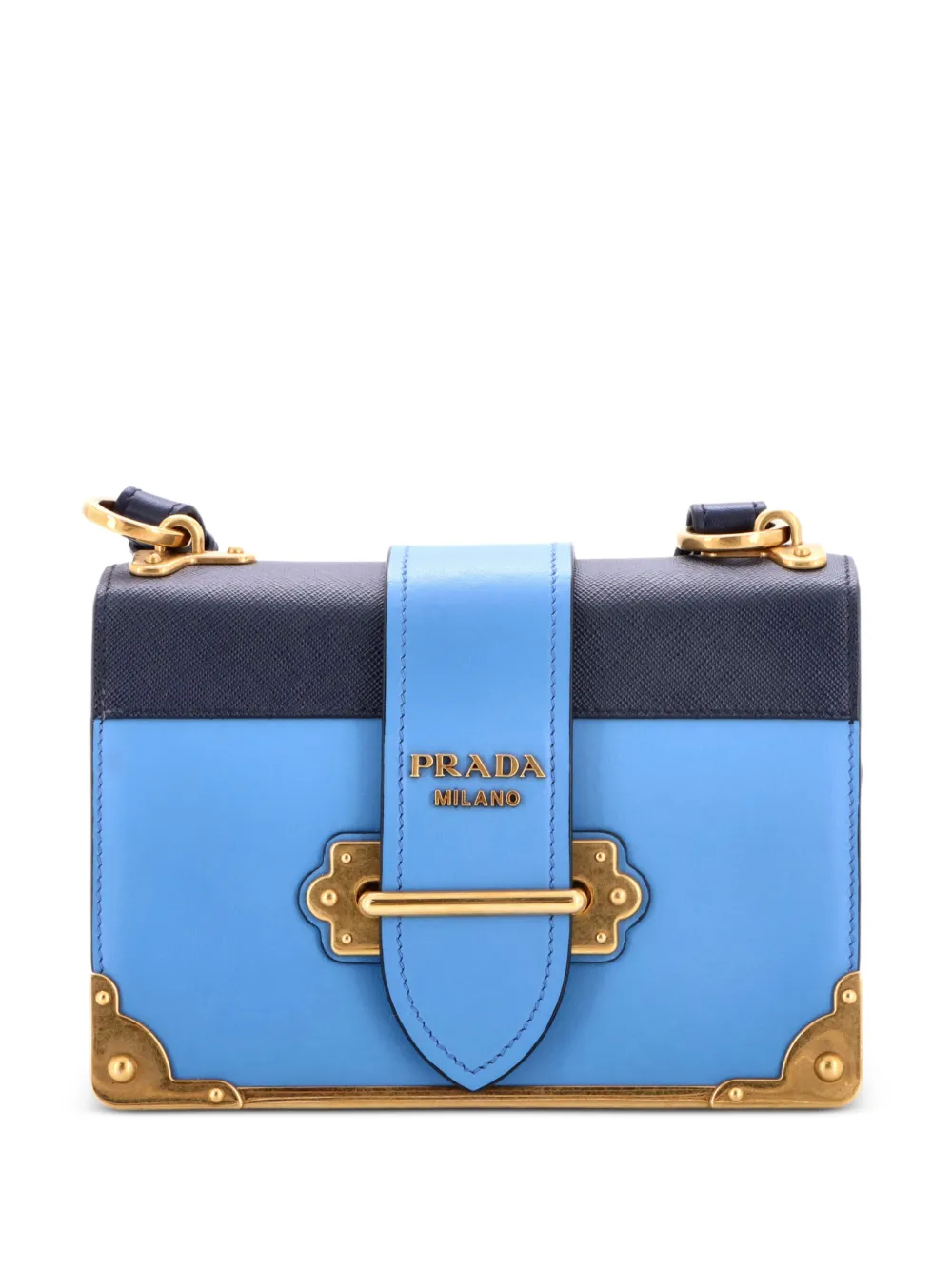 Prada Pre-Owned Cahier Leather and Saffiano Leather Small crossbody bag - Blu