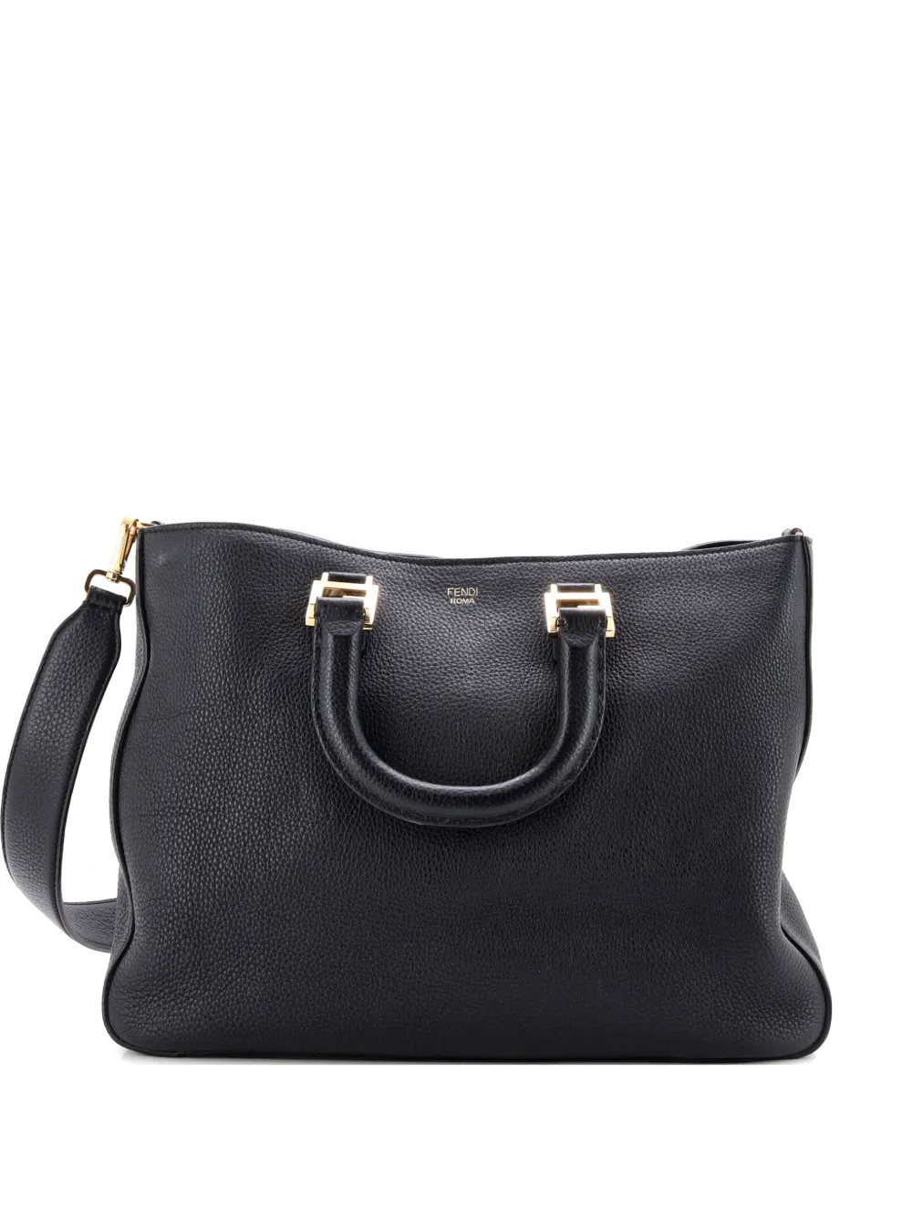 Fendi Pre-Owned Borsa a tracolla Selleria FF media in pelle - Nero