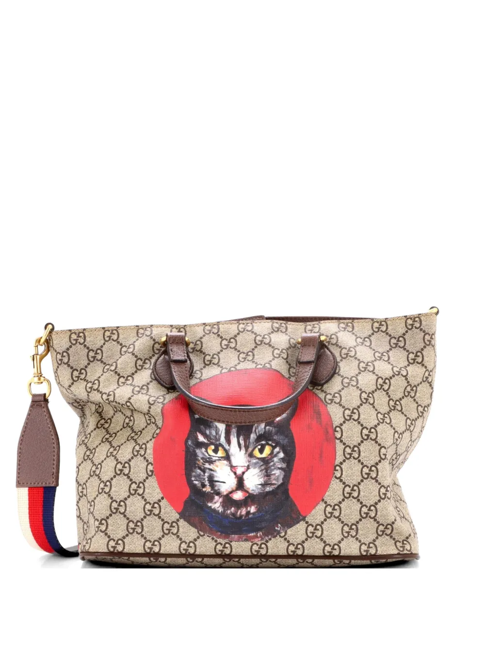 Gucci Pre-Owned Borsa tote Convertible Soft Mystic Cat piccola in tela cerata con stampa GG - Marrone