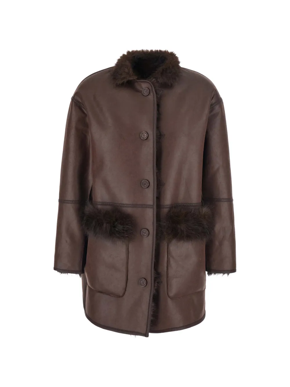 Urbancode Mantel met imitatiebont Bruin