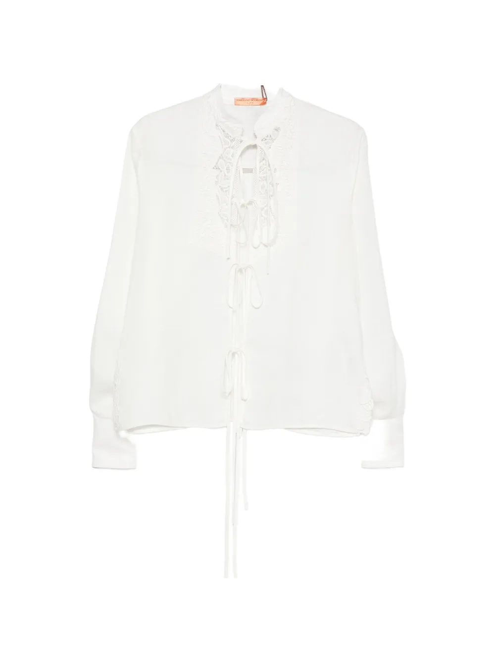 Ermanno Scervino lace-panelled tie-fastening blouse - Bianco