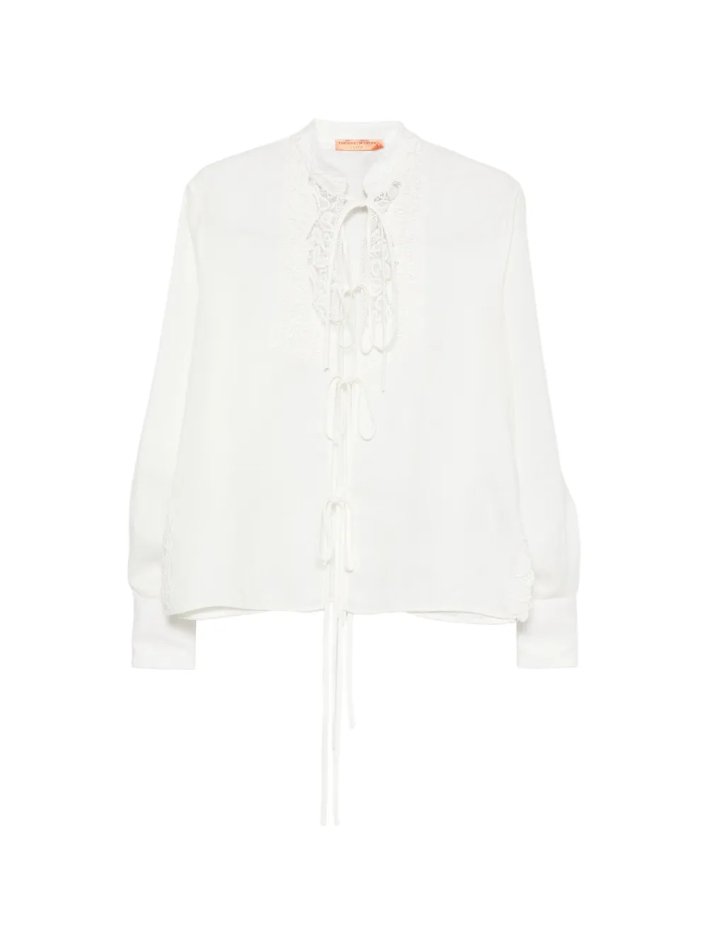 Ermanno Scervino lace-panelled tie-fastening blouse - Bianco