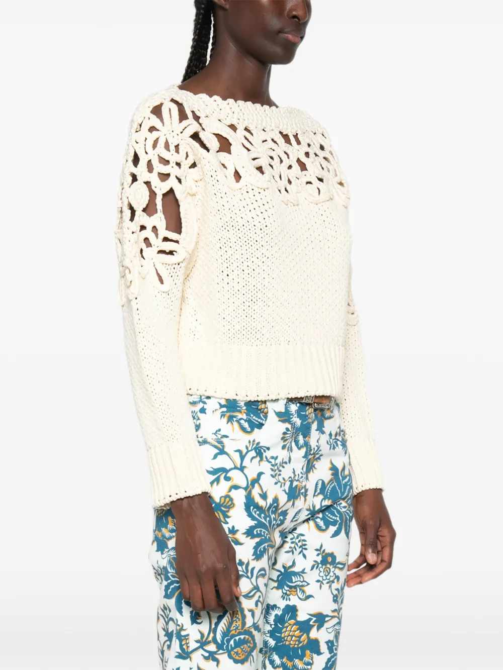 Ermanno Scervino Gehaakte trui met uitgesneden details Wit
