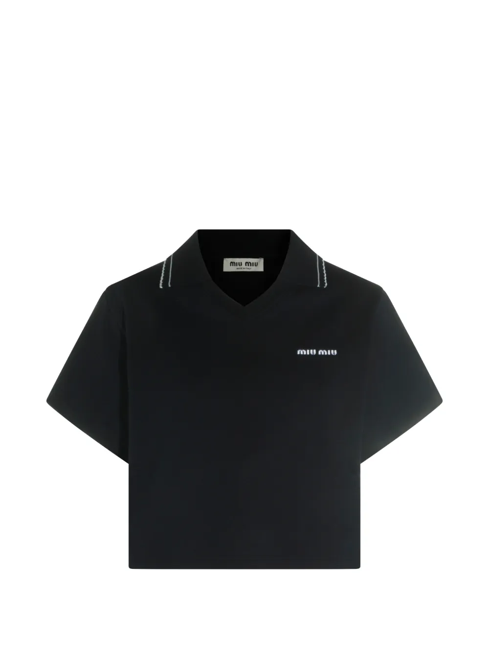Miu Miu logo-embroidered contrast-trim T-shirt - Nero