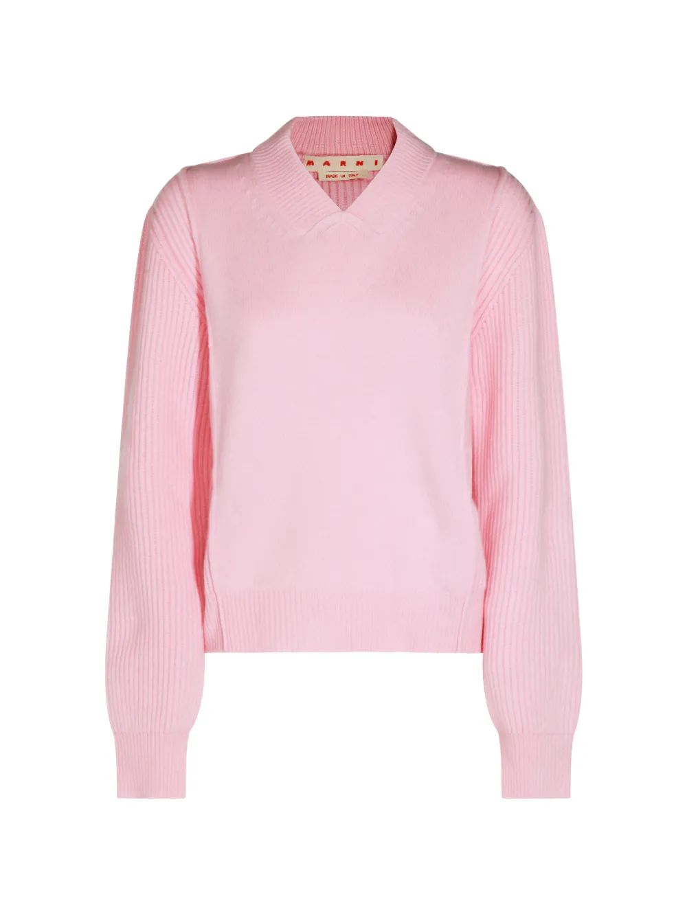 Marni ribbed-knit V-neck sweater - Rosa