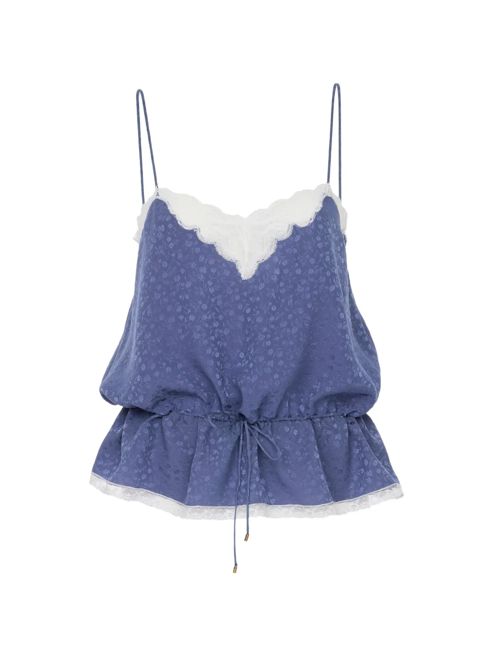 Chloé lace-trimmed silk cami top - Blu