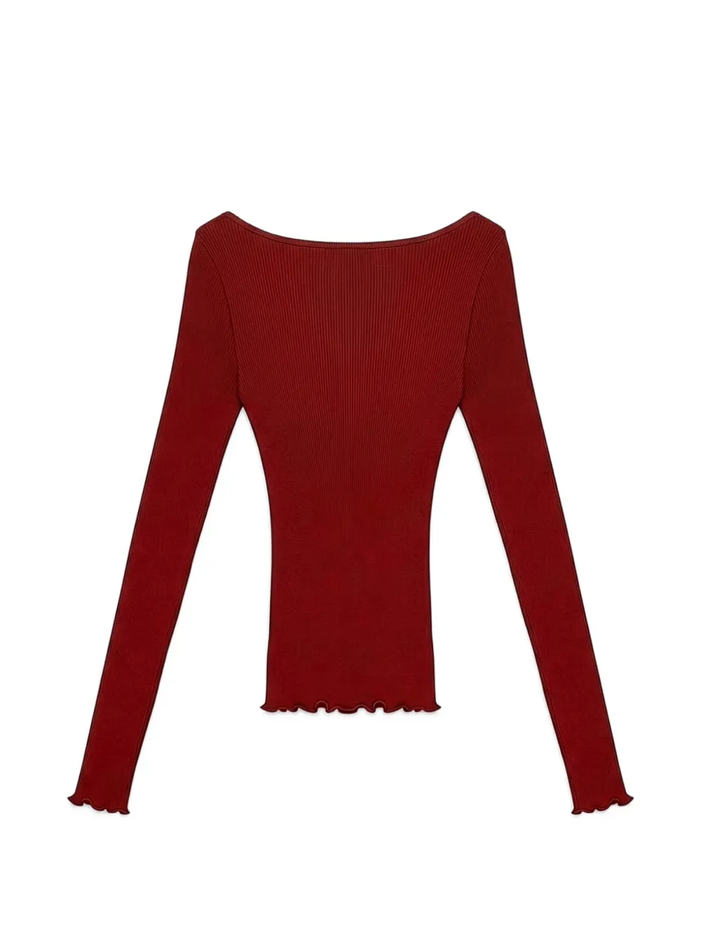 Saint Laurent Geribbelde top met kanten afwerking Rood