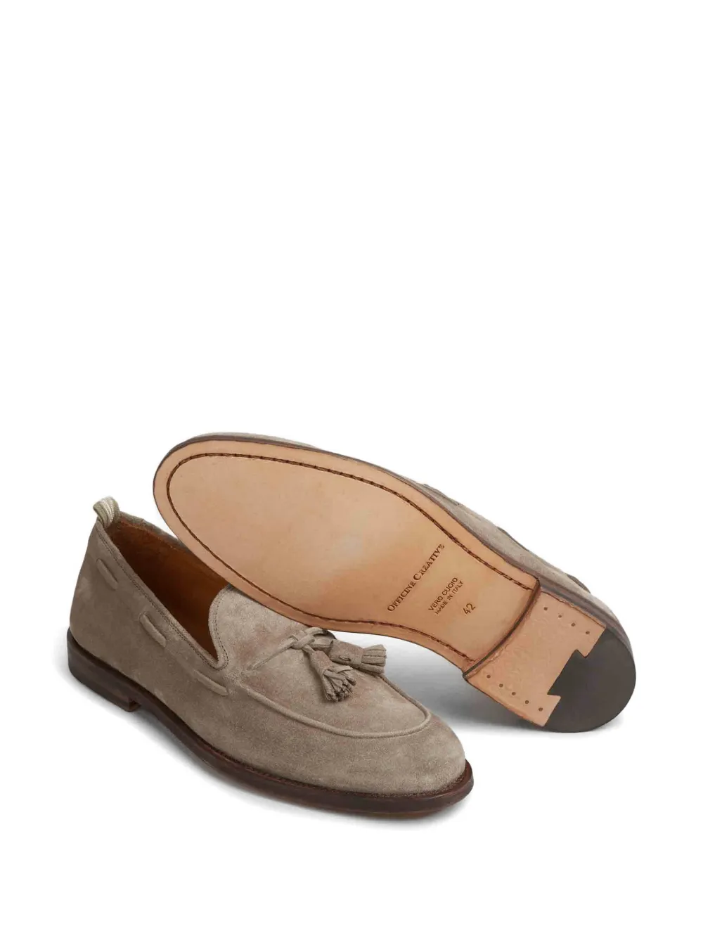 Officine Creative Opera tassel-detail suede loafers Beige