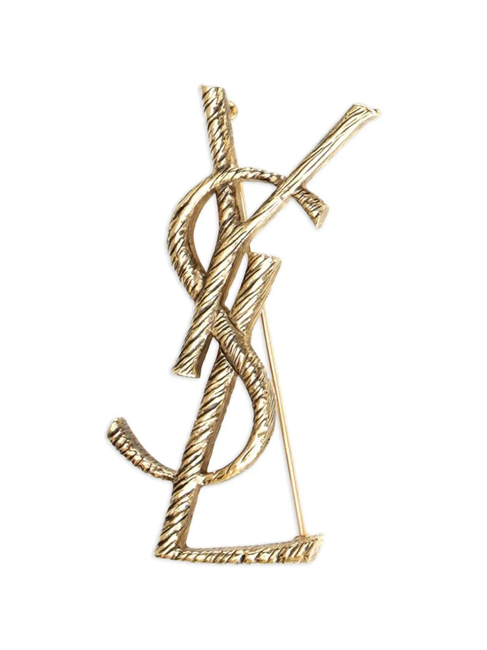 Saint Laurent monogram textured brooch - Gold