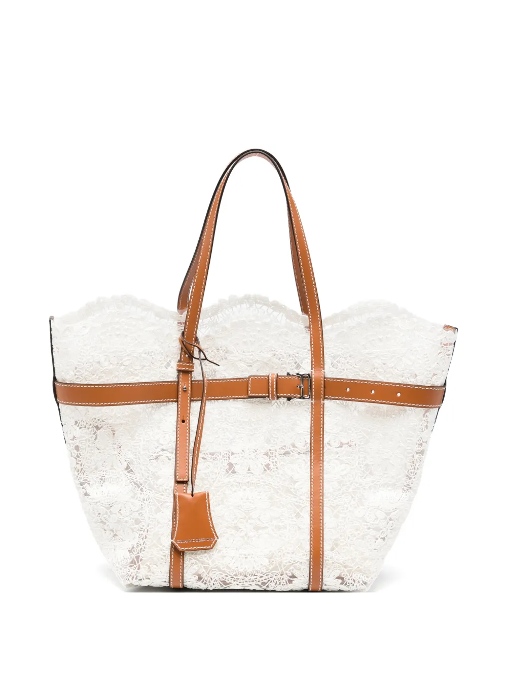 Ermanno Scervino medium belted lace-overlay shoulder bag - Bianco