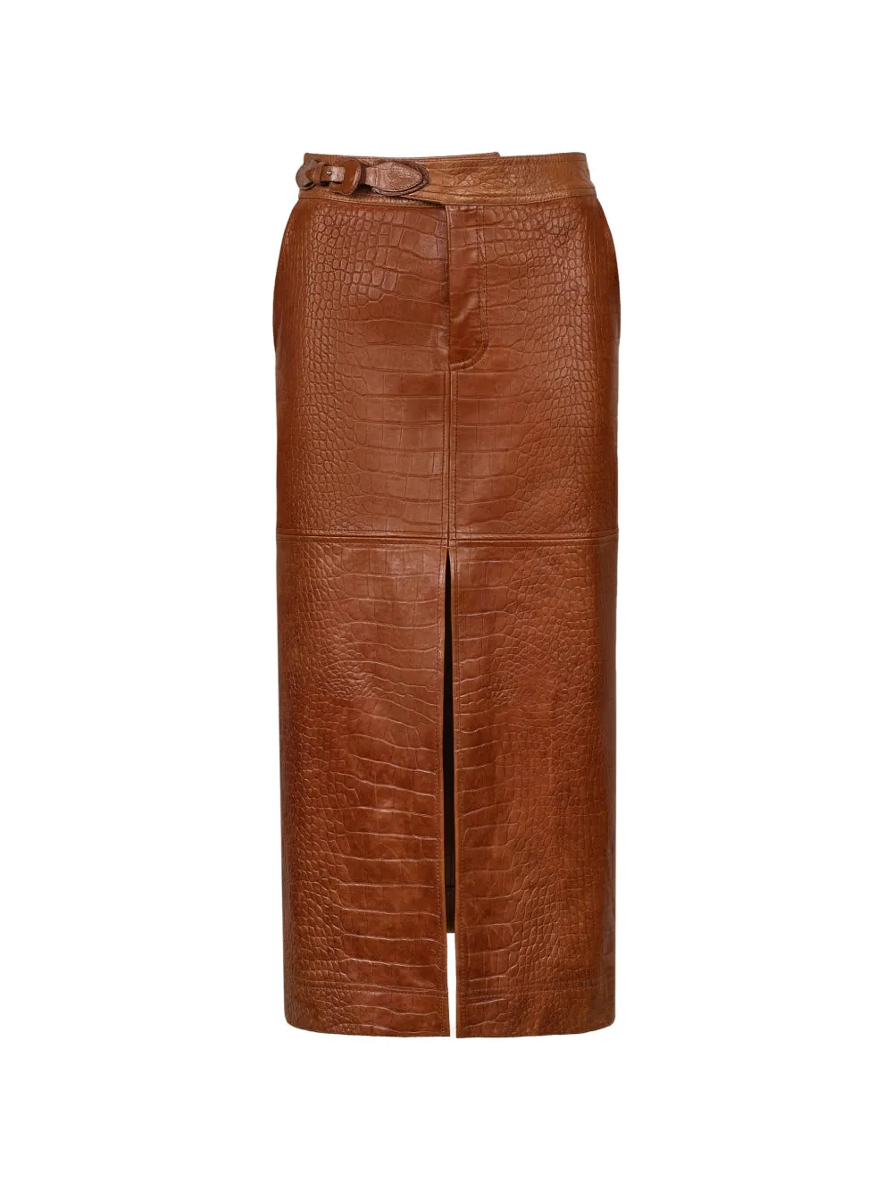 Johanna Ortiz Epic Statement croc-effect leather skirt - Marrone