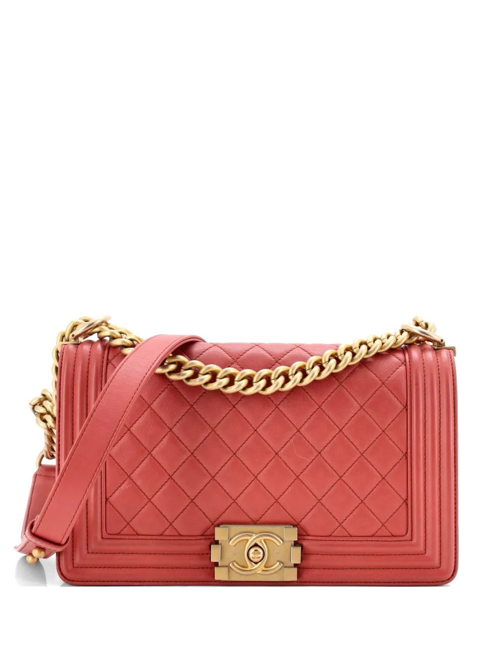 CHANEL Pre-Owned Boy Flap Bag Quilted Lambskin New Medium shoulder bag - Rosa