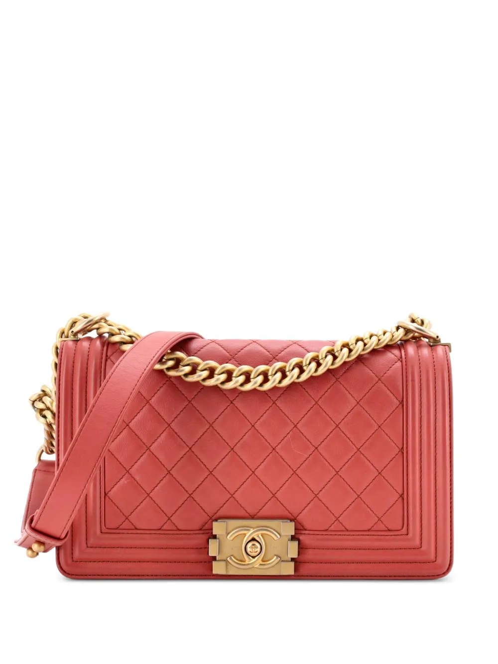 CHANEL Pre-Owned Boy Flap Bag Quilted Lambskin New Medium shoulder bag - Rosa