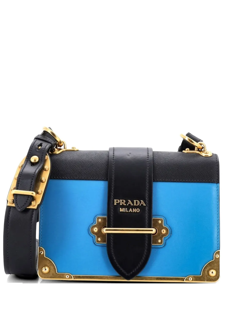 Prada Pre-Owned Cahier Leather and Saffiano Leather Small crossbody bag - Blu