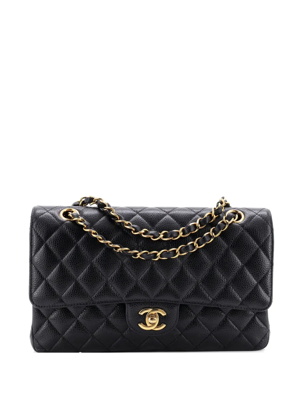 CHANEL Pre-Owned Classic Double Flap Bag Quilted Caviar Medium shoulder bag - Nero