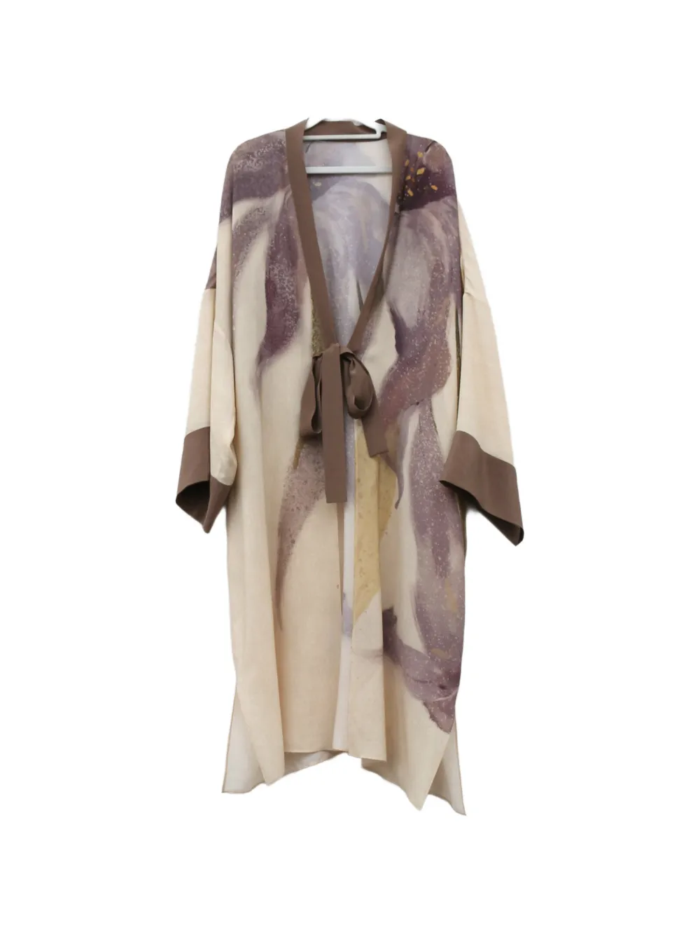 YANGKEHAN floral-print silk coat - Toni neutri