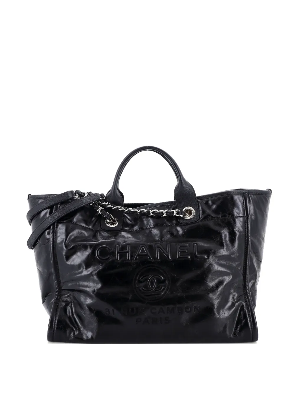 CHANEL Pre-Owned Großer Deauville Tote Bag mit Lasur - Schwarz