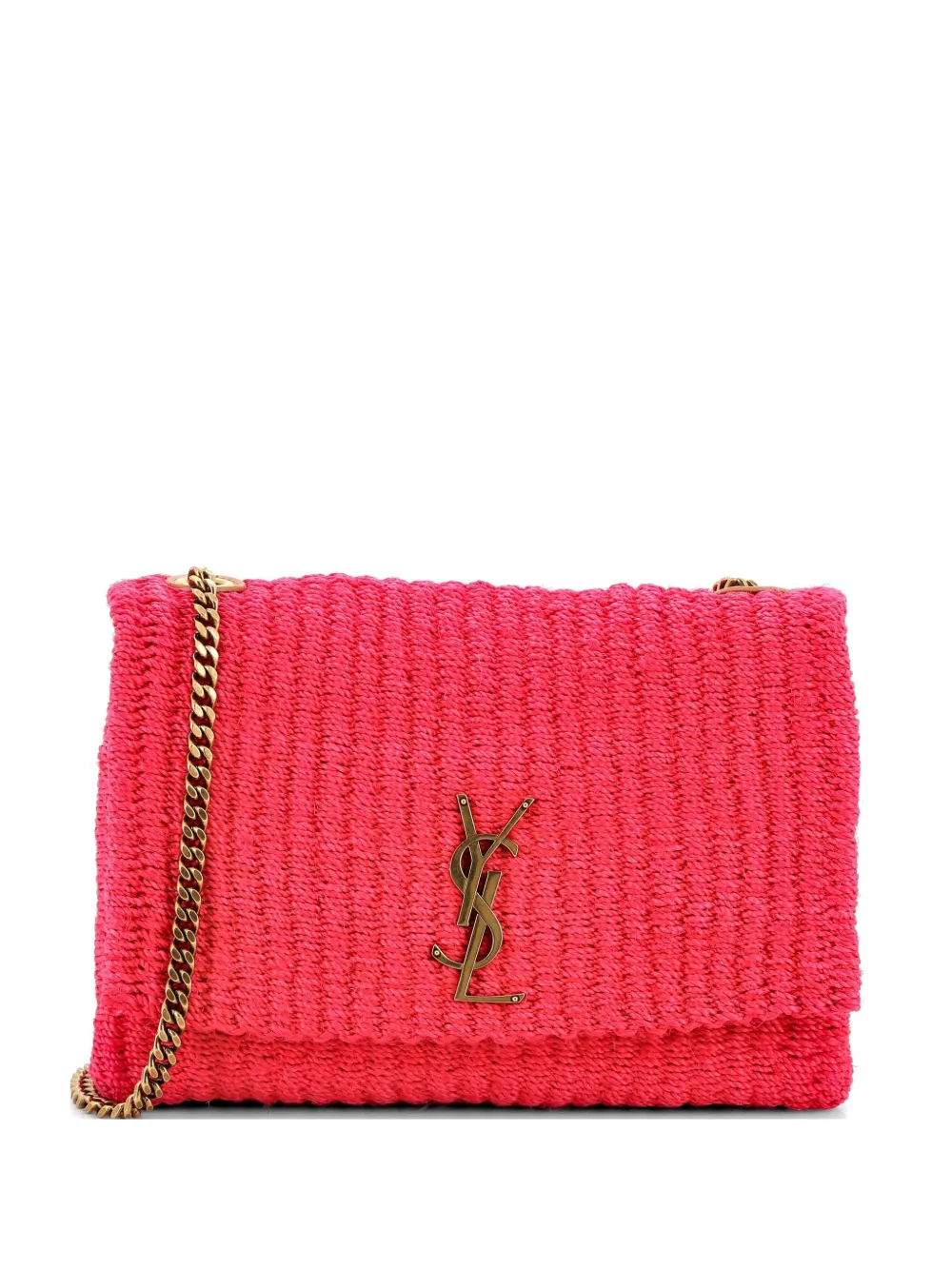 Saint Laurent Pre-Owned Classic Monogram Crossbody Bag Raffia shoulder bag - Rosa