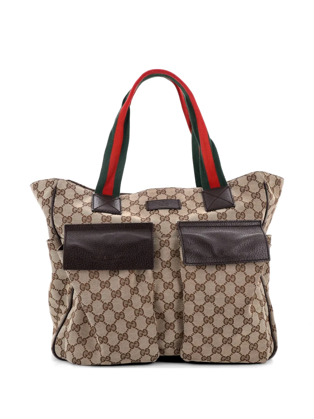 Gucci Pre-Owned Double Pocket Web Handle GG Canvas Medium tote bag - Marrone