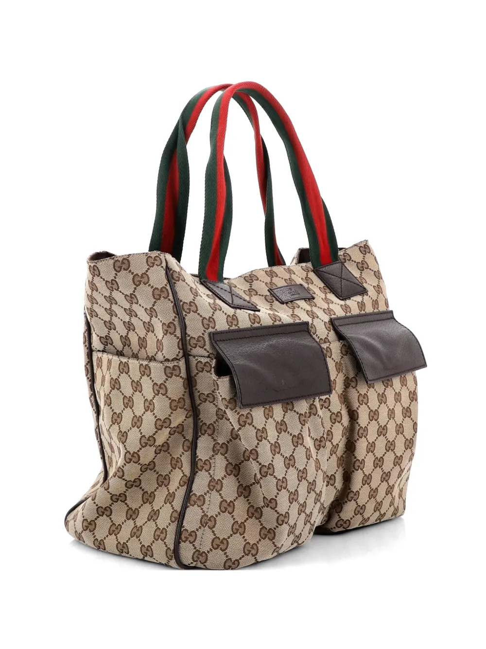 Gucci Pre-Owned Mittelgroße Double Pocket Web GG Tote Bag aus Canvas - Braun