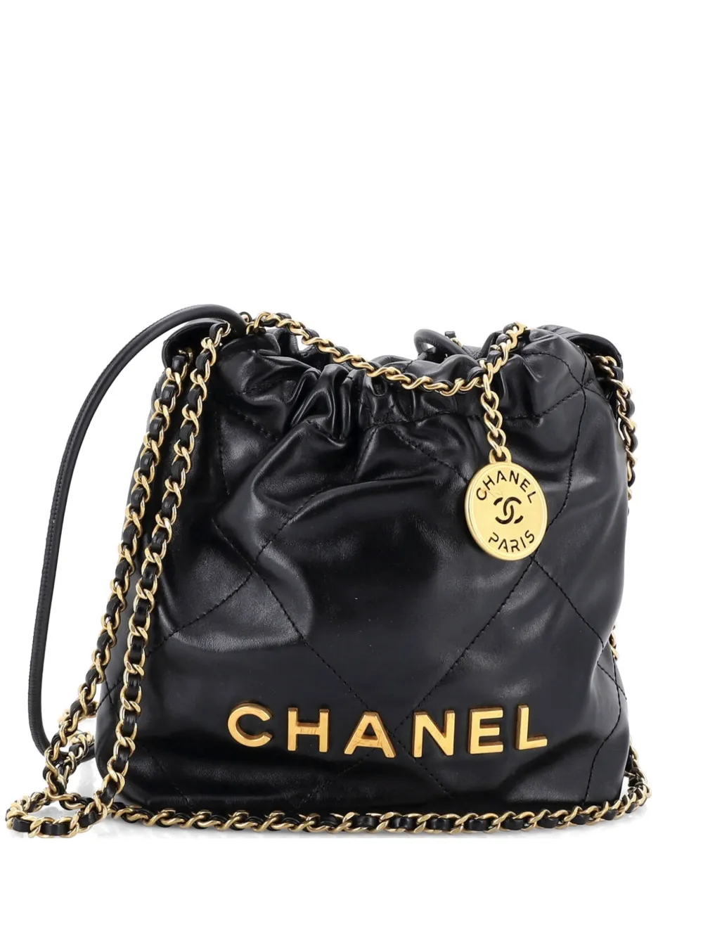 CHANEL Pre-Owned 22 Chain Hobo Quilted Calfskin Mini crossbody bag - Black
