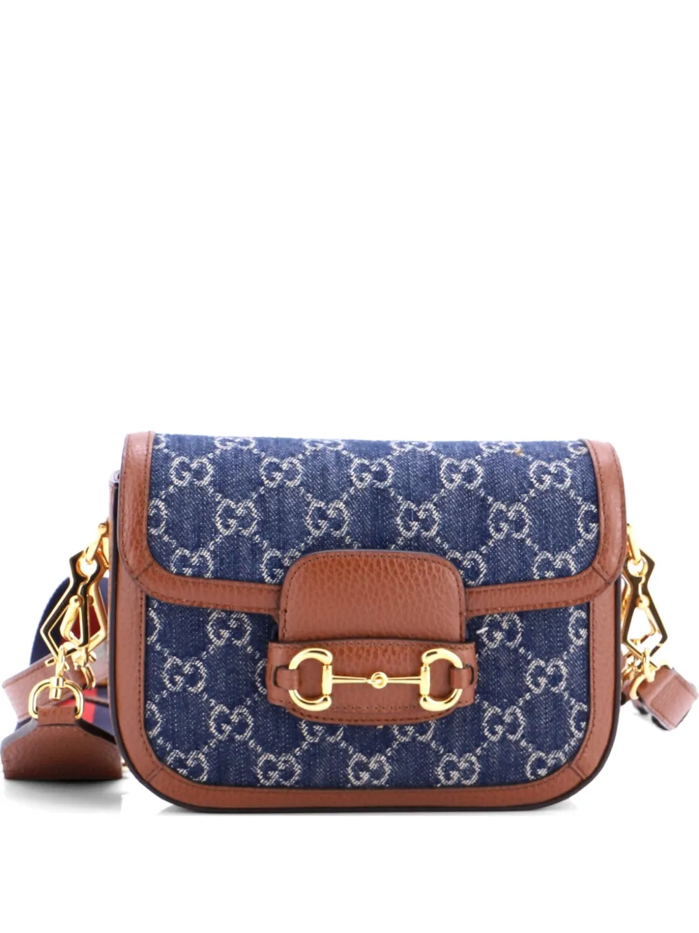 Gucci Pre-Owned Horsebit 1955 GG Denim Mini shoulder bag - Blau
