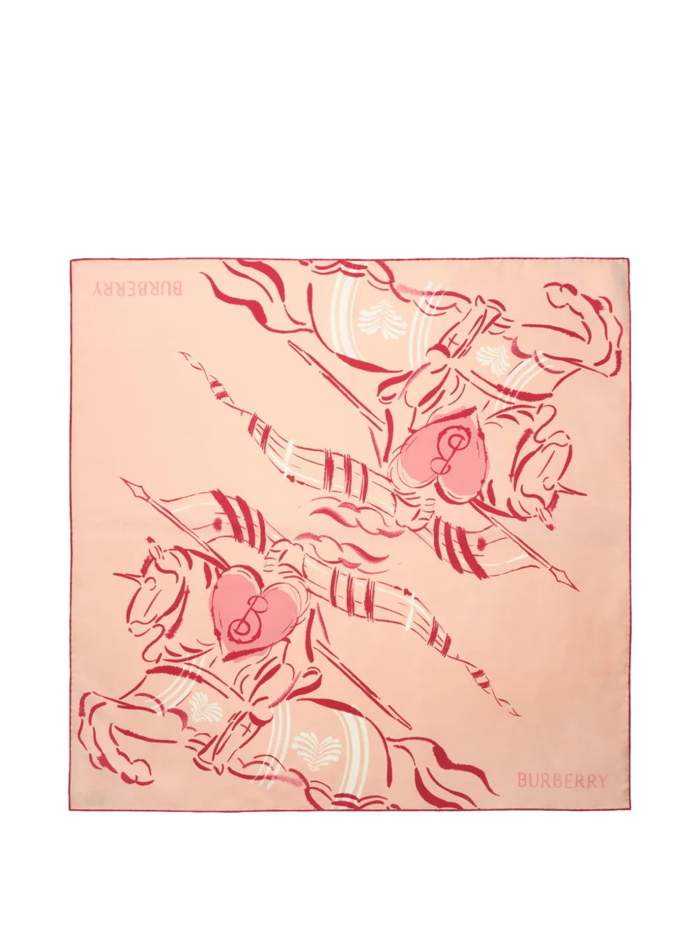 Burberry Foulard Heart Knight in seta - Rosa