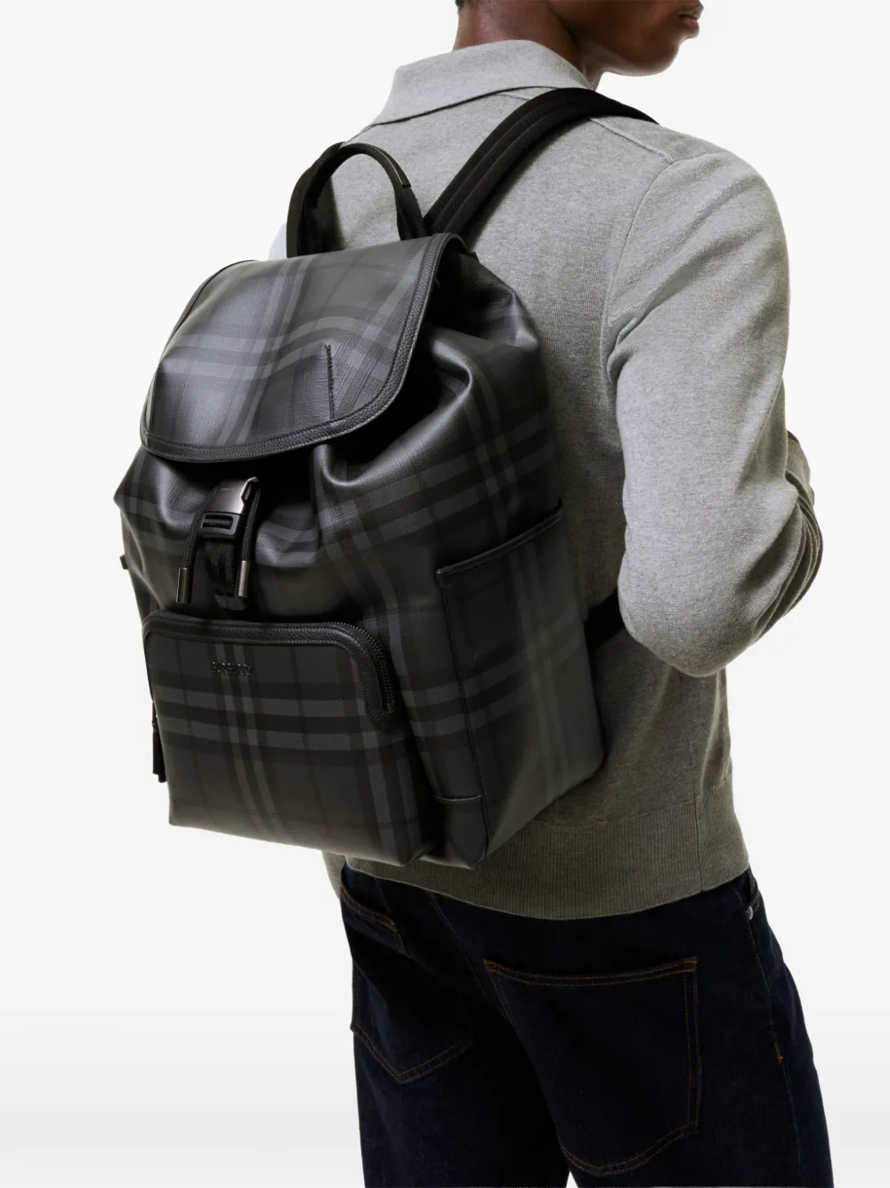 Burberry City Check rugzak met clip Zwart