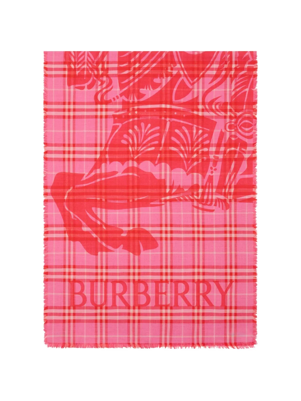 Burberry wide Knight Check wool silk scarf - Rosso