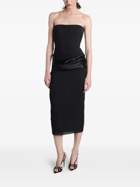 Alex Perry satin-trimmed strapless midi dress