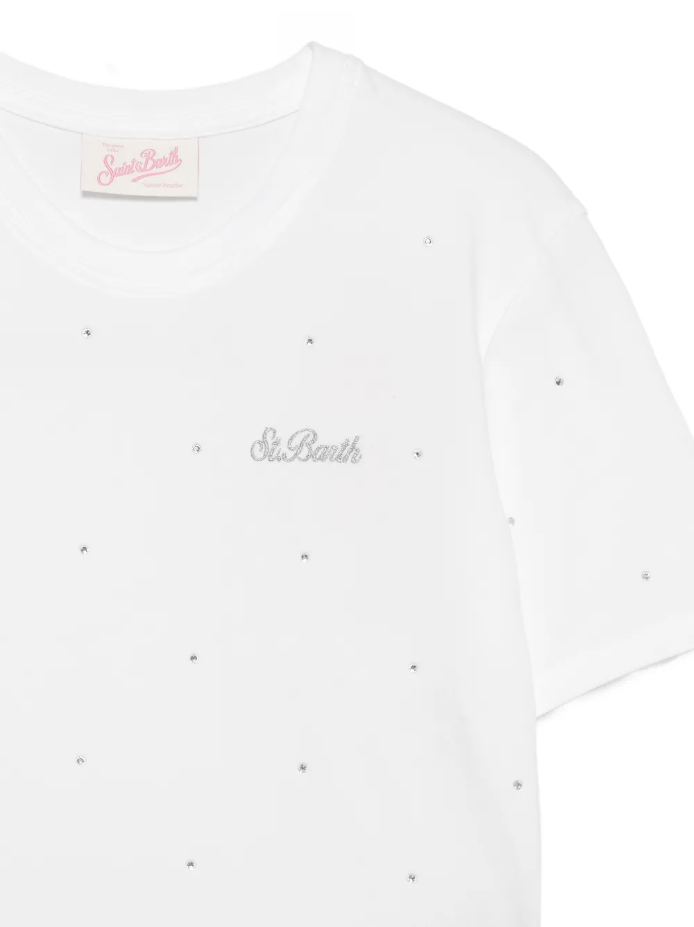 MC2 Saint Barth Nives T-shirt verfraaid met kristallen en logo-print Wit