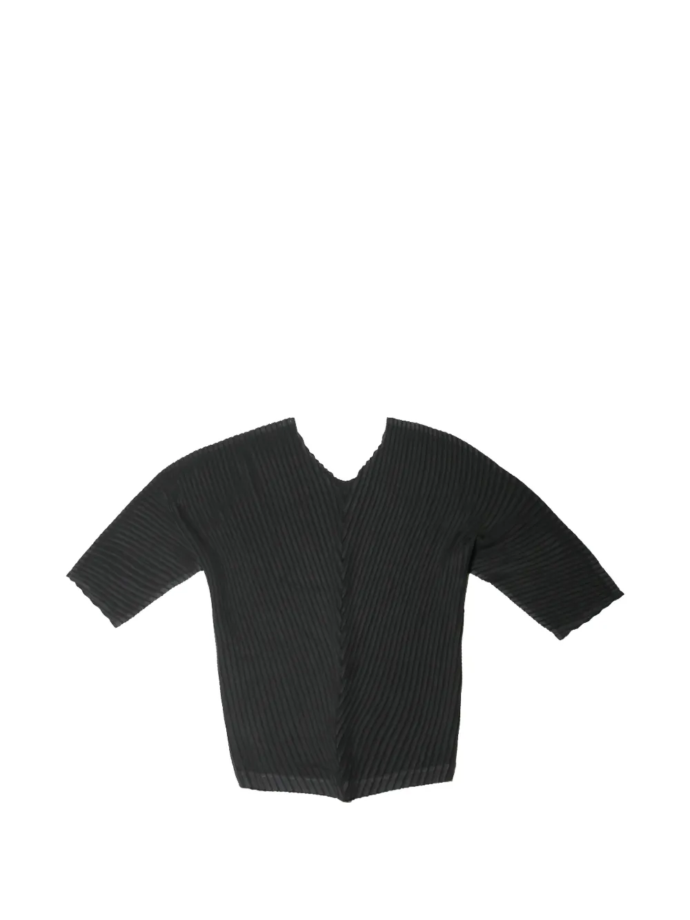 Issey Miyake Vigor pleated V-neck top - Nero