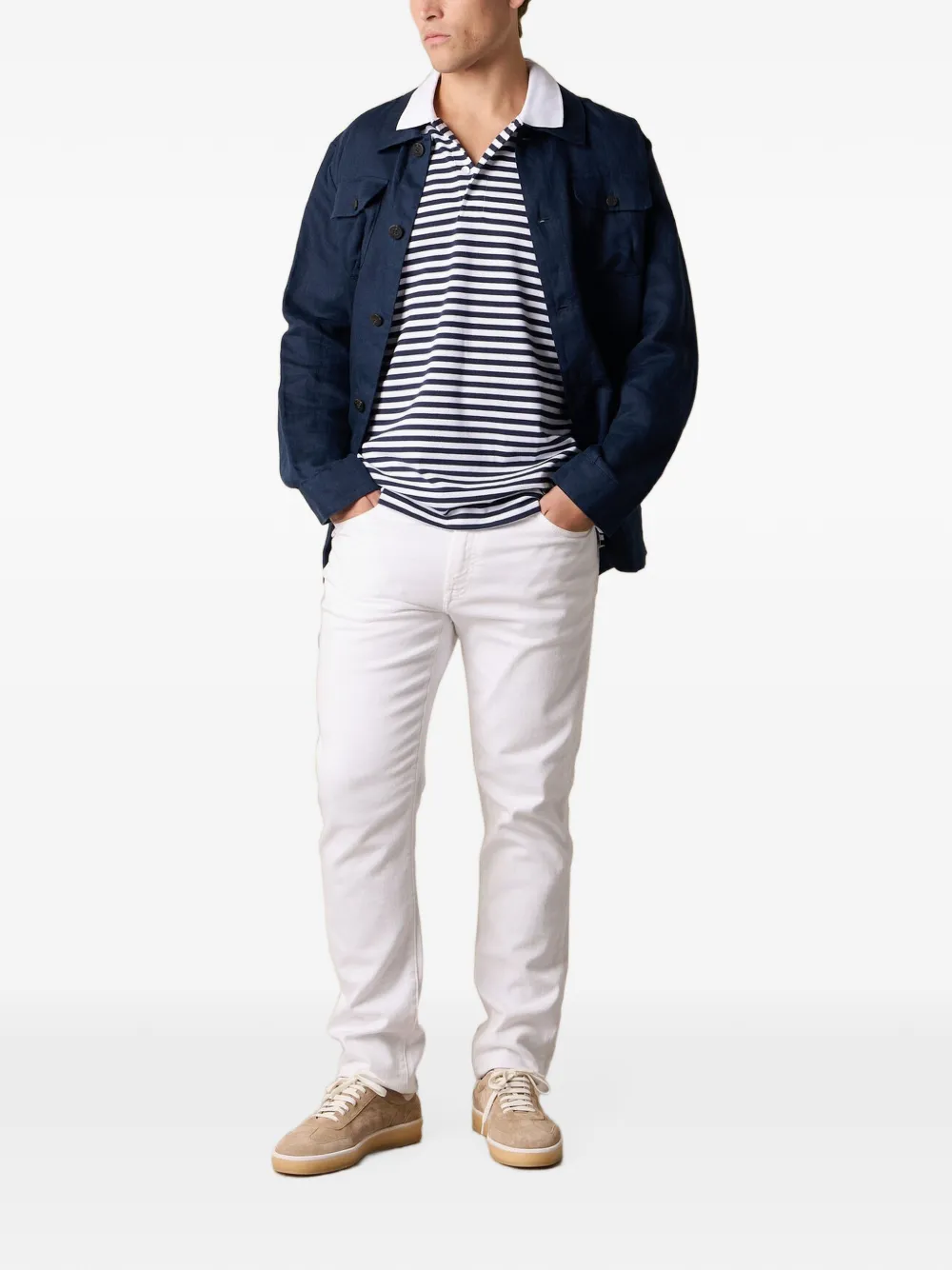 Brooks Brothers Awning gestreept katoenen poloshirt Blauw