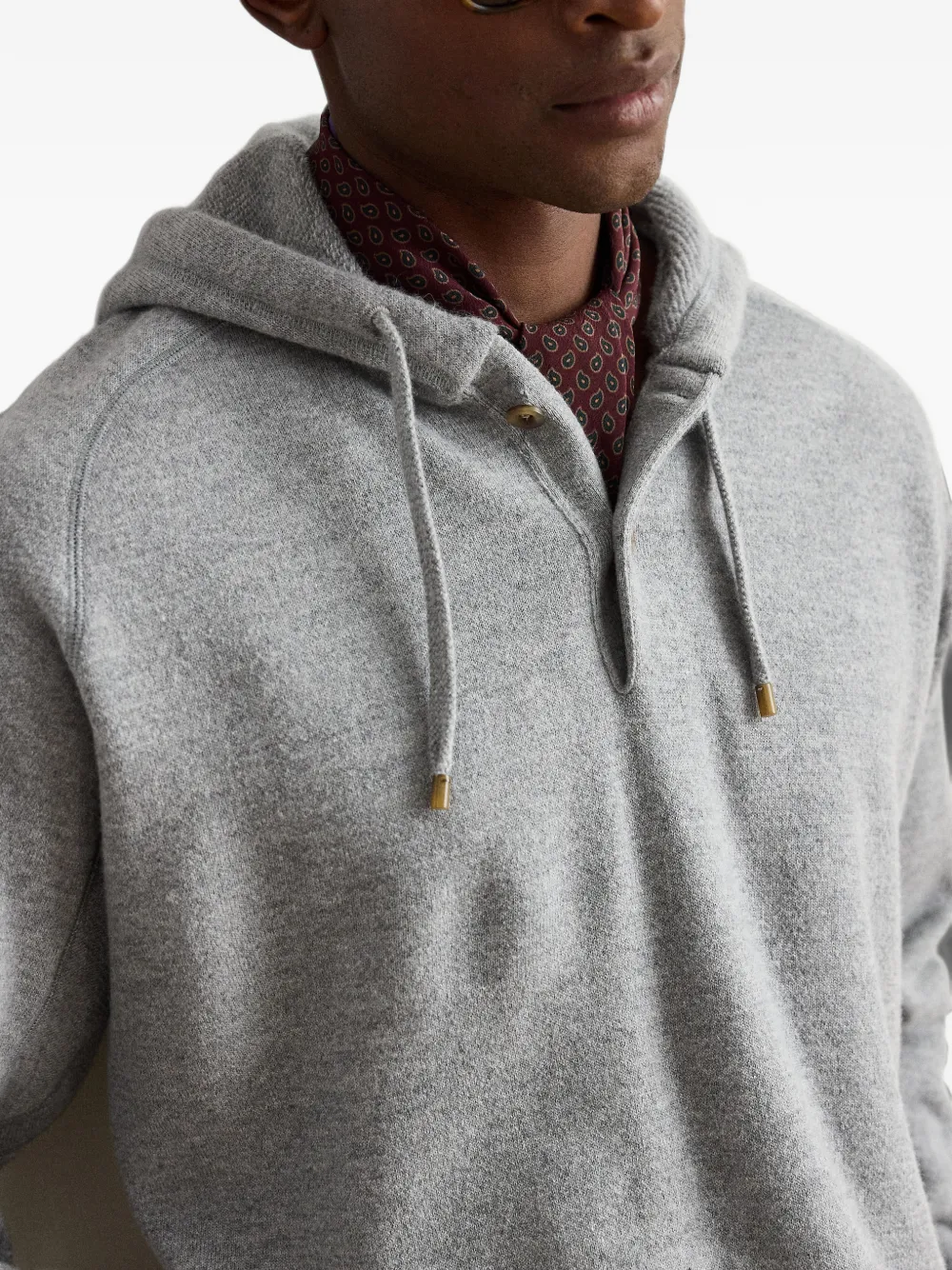 Ralph Lauren Purple Label Hoodie met trekkoord en knopen Grijs