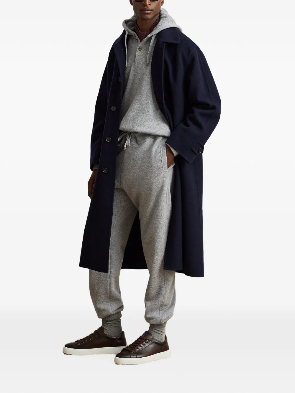 Ralph Lauren Purple Label Hoodie met trekkoord en knopen Grijs